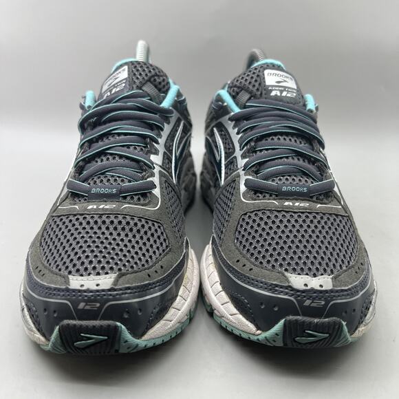 Brooks Addiction 12 Running Shoes Women Size 9 D Wide Gray Blue Comfort Sneakers - Picture 2 of 8